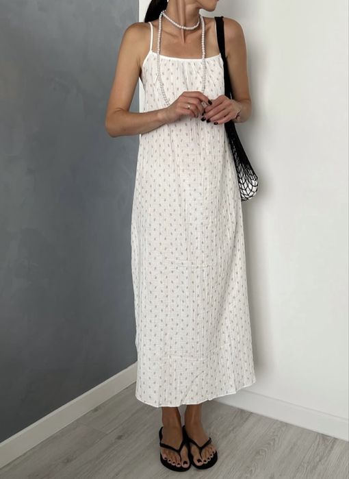 Максі мусліновий сарафан у квітковий принт муслін