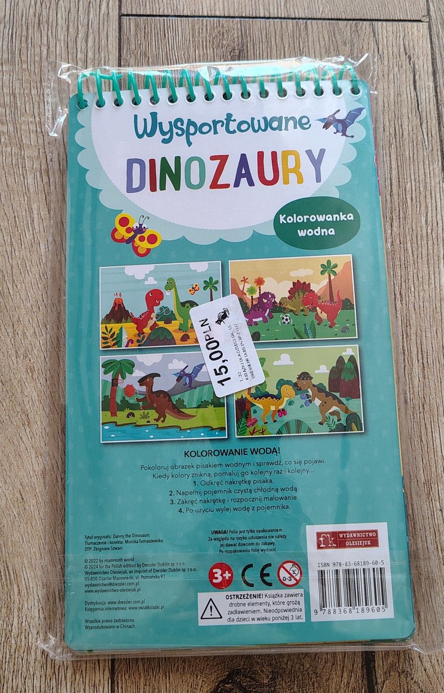 Kolorowanka wodna Wysportowane dinozaury nowa