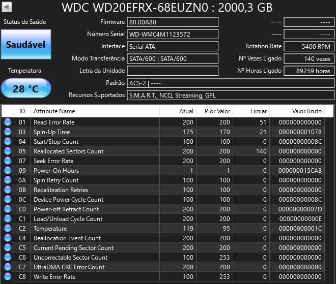 Disco Rígido WESTERN DIGITAL WD20EFRX-WD 2TB 5.4K LFF SATA 3 HDD