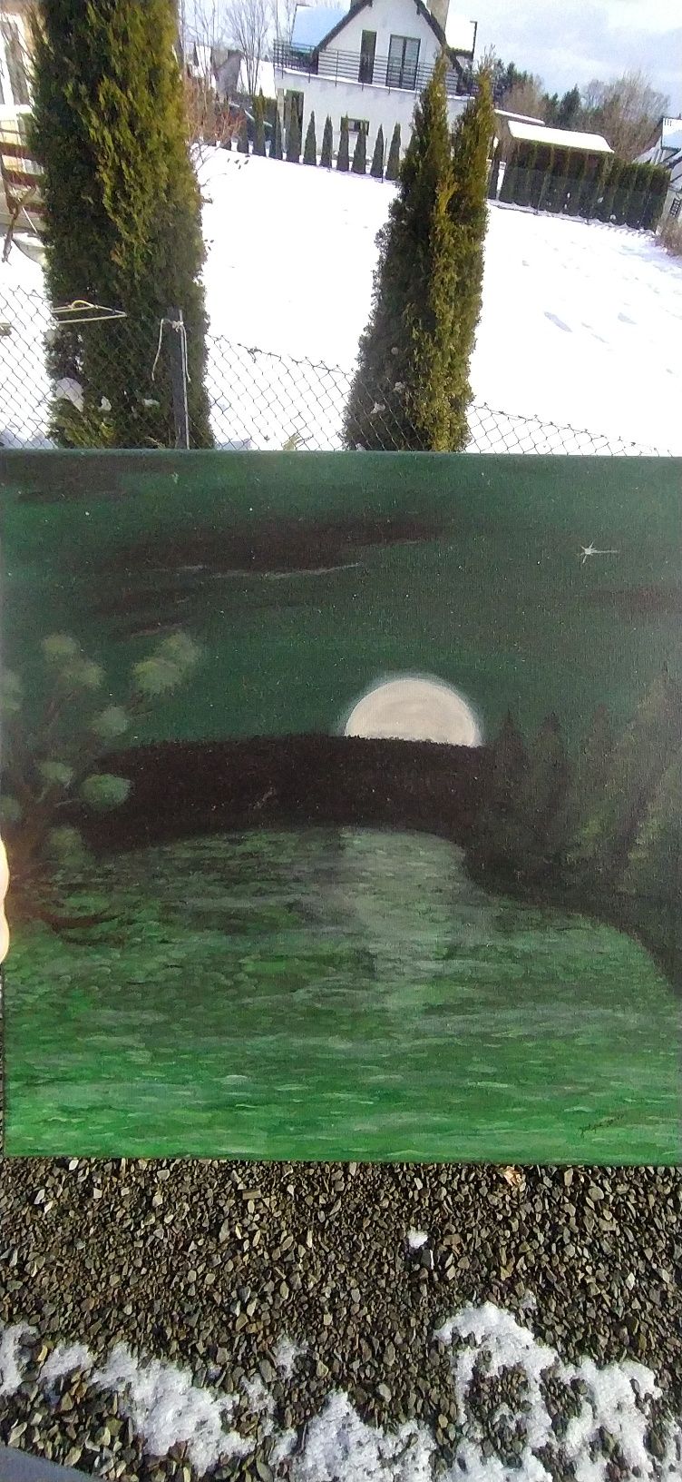 Obraz pod tytułem: "The Green Lake of the Forest" rozm. 40x40