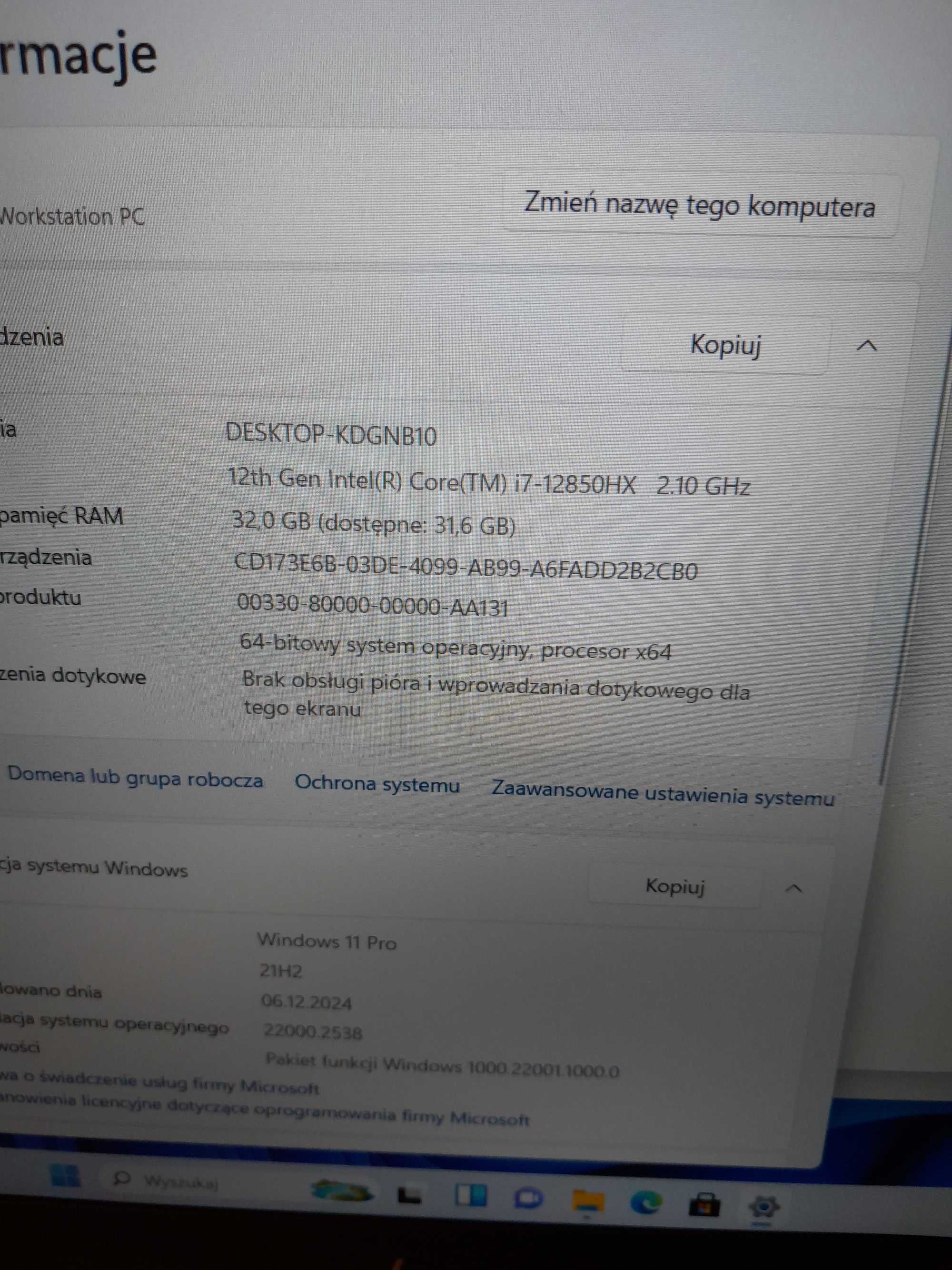 HP ZBook Fury 16 G9 i7-12850HX 32GB 1000GB W11P RTX A1000 GWARANCJA