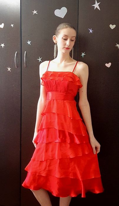 Сукня червона атласна плаття Monsoon платье жіноче гарне нарядне