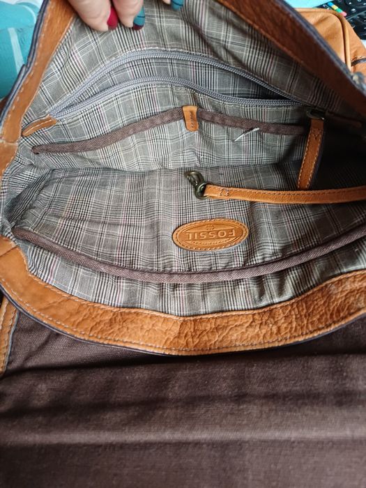 Большая мужская сумка Fossil натуральная кожа