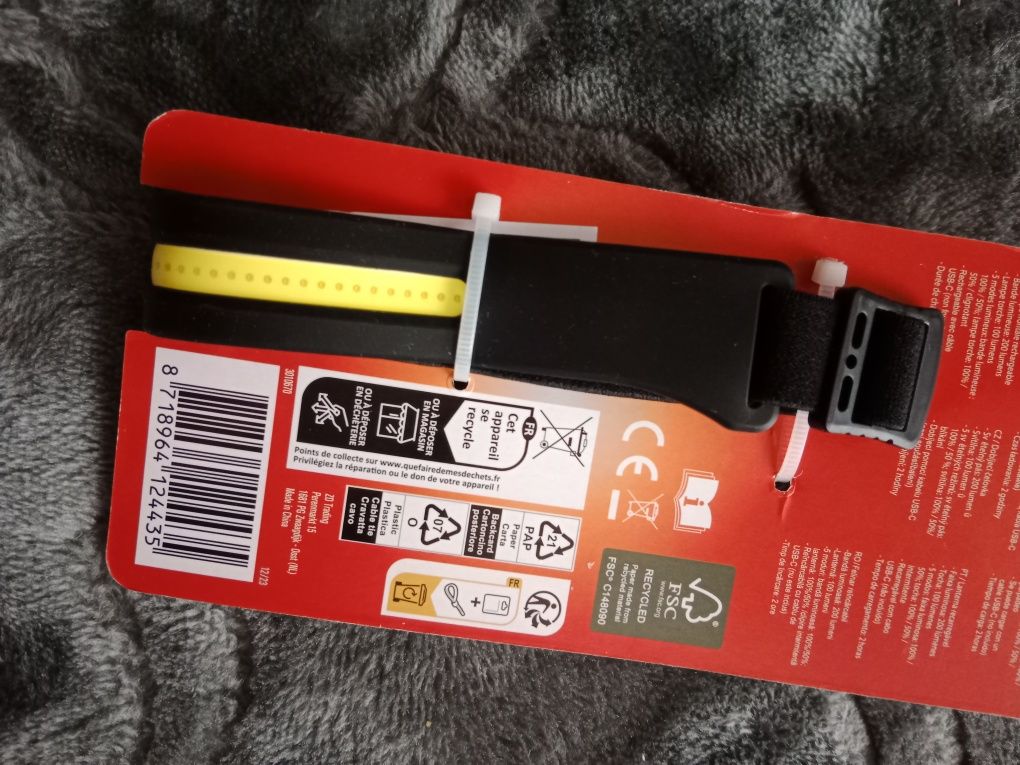 Latarka na czoło ładowanie USB 3 tryby świecenia dwa światła