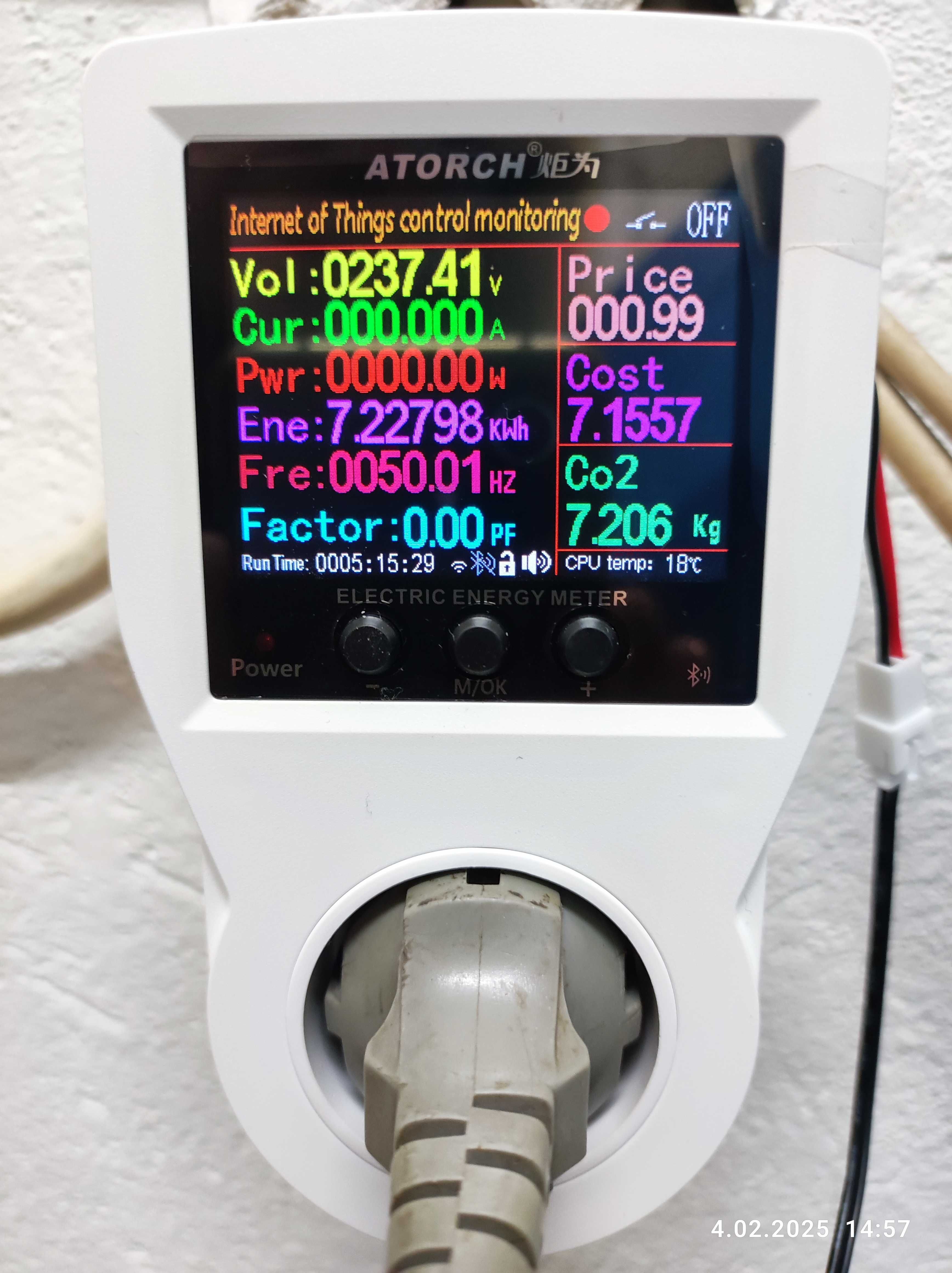 Termostat elektroniczny licznik energii do gniazda 230V moc 3,5kW