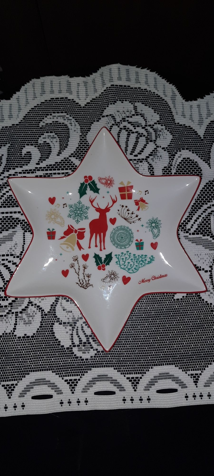 Porcelanowy talerz gwiazda Boże Narodzenie