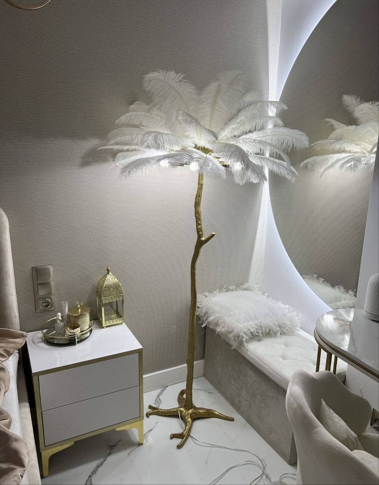 Nowoczesna lampa stojąca Glamour z piórami! Różne kolory! Nowa! OKAZJA