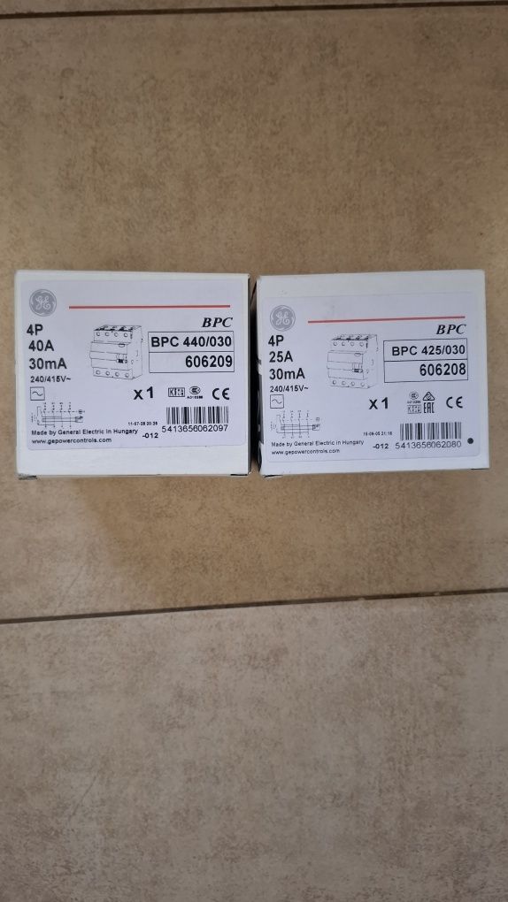 Wyłącznik różnicowo prądowy GE 4P 30ma 25a, 40a,