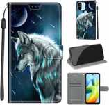 Etui do Xiaomi Redmi A1/A1+/A2/A2+, etui z klapką ze skóry PU, wilk