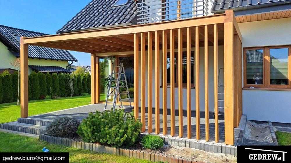 Nowoczesne zadaszenie tarasu pergole tarasowe zadaszenie drewniane