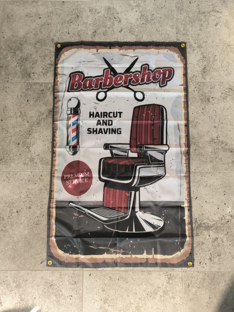 Nowa flaga Barber 90x150 fryzjer loft bar club garaż ozdoba plakat
