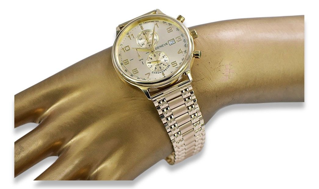 Męski zegarek z czerwonego złota 14k 585 Geneve mw005rdg&mbw006r Wr