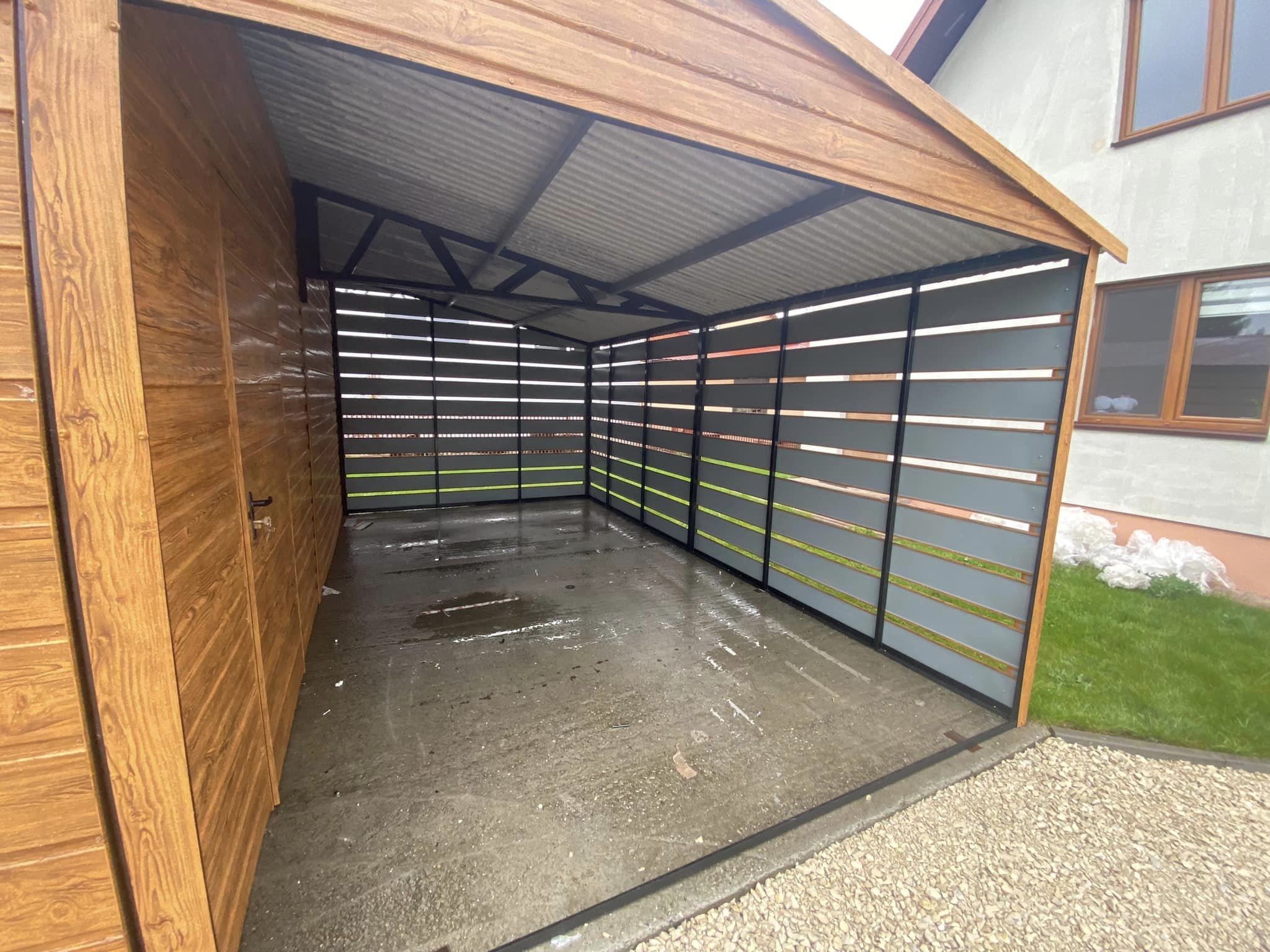 Garaż blaszany schowek na budowe drewnopodobny garaz 9x6m (12x6 10x8)