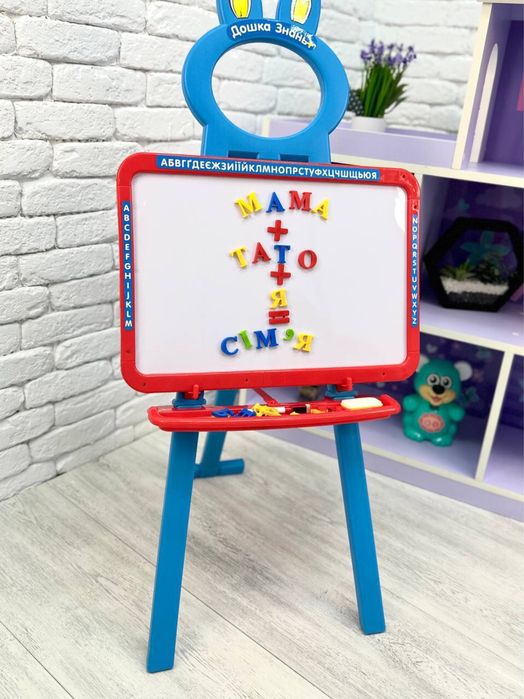 Дитячий мольберт великий двосторонній крейда, маркер + набір магнітів