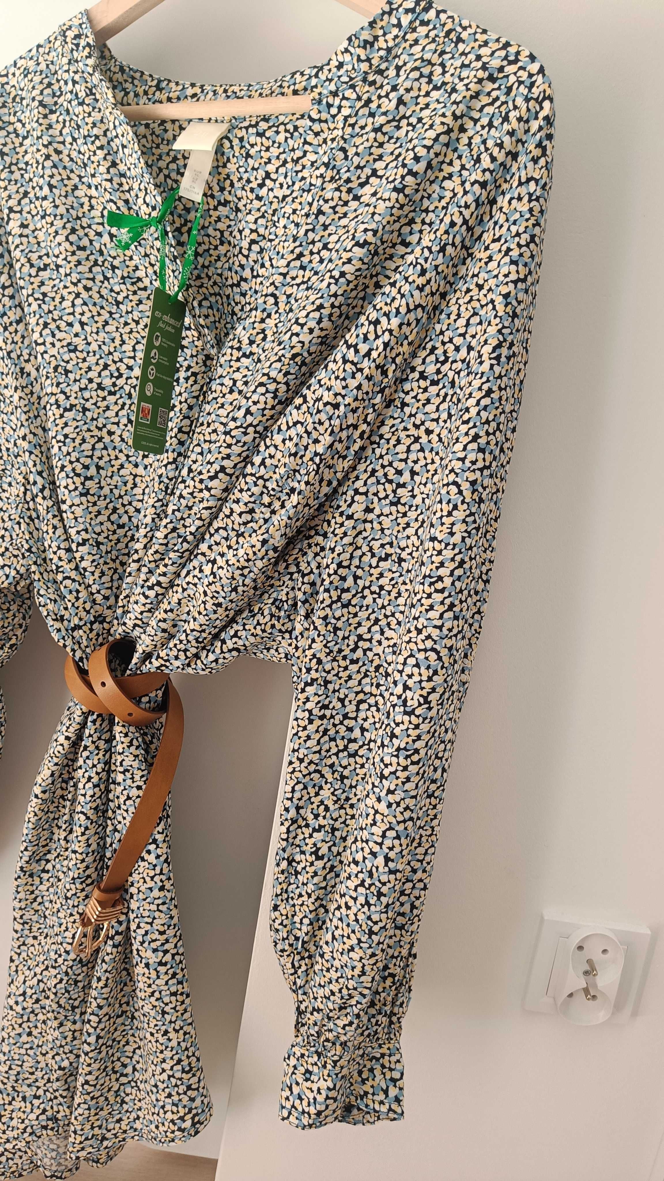 Nowa zwiewna sukienka, tunika oversize, sukienka 100% wiskoza, H&M