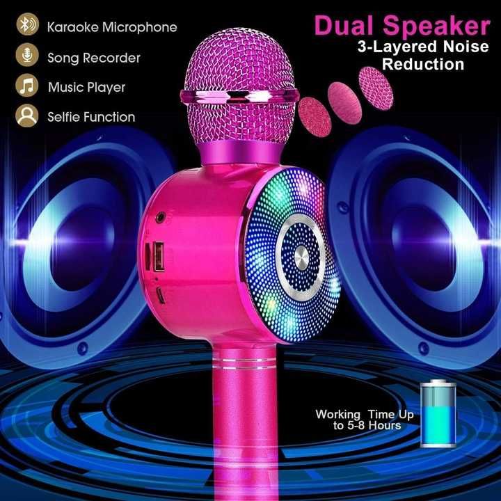 Mikrofon bezprzewodowy karaoke FISHOAKY różowy
