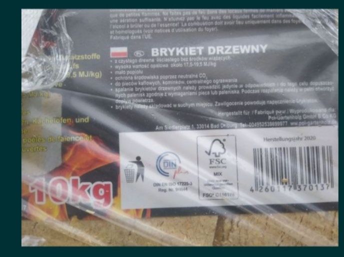 Sprzedam brykiet drzewny ruf pakowany po 10kg