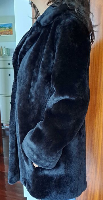 Casaco mouton pele preto, como novo