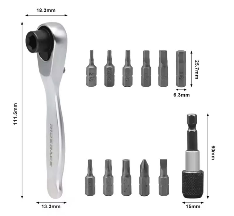 дуже якісний набір інструментів в кейсі Велосипедний тріскачка біти