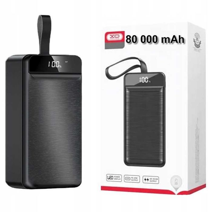 Павербанк XO PR160 80000 mAh PD20W + QC 3.0 22.5W Black