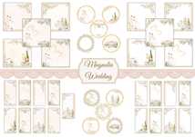 Magnolia Wedding zestaw cyfrowych papierów do scrapbookingu