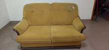 Sofa Cama 2 Lugares Madeira e Pele sintética