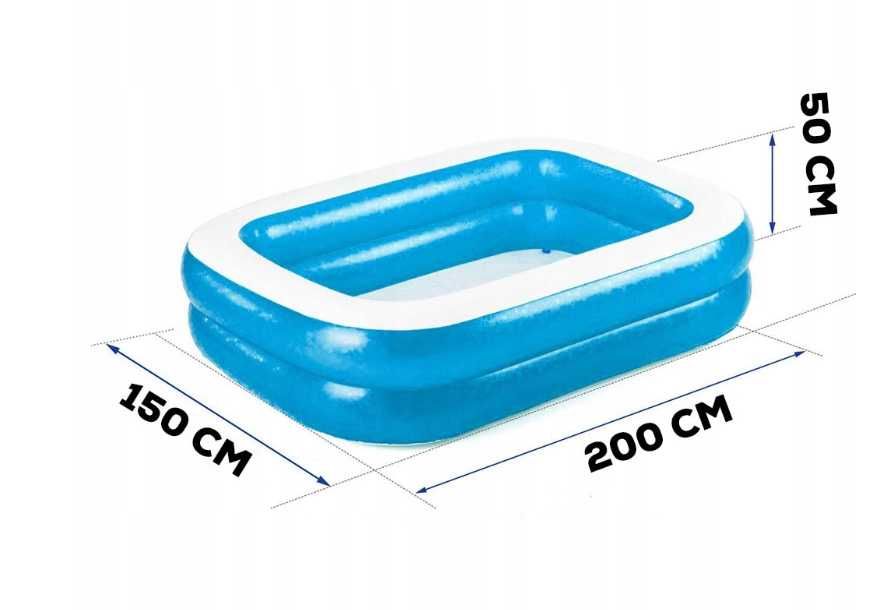 Basen dmuchany ogrodowy prostokątny 200x150cm duży rodzinny dla dzieci