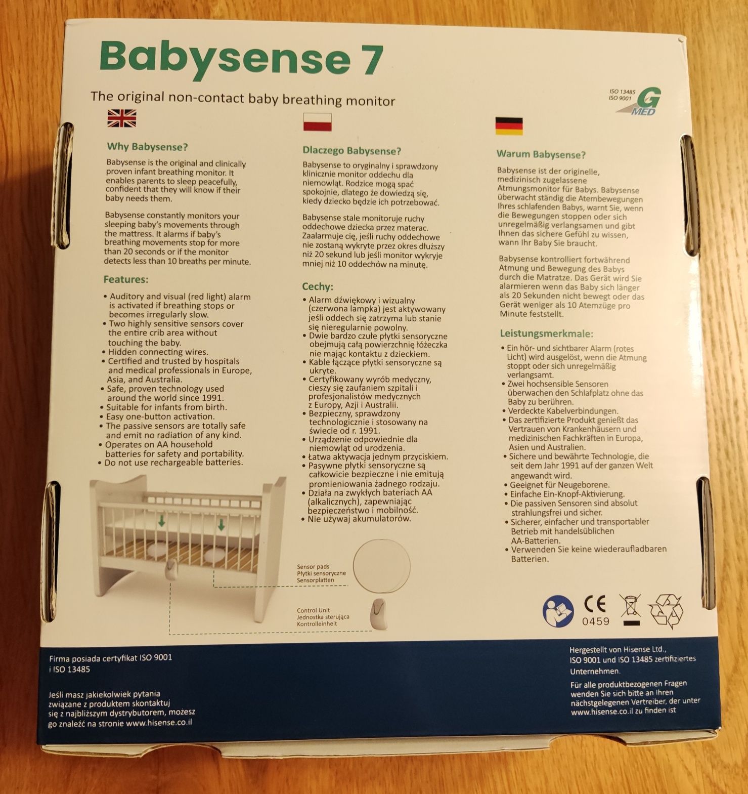 Babysense 7 monitor oddechu dla niemowląt nowej generacji, medyczny