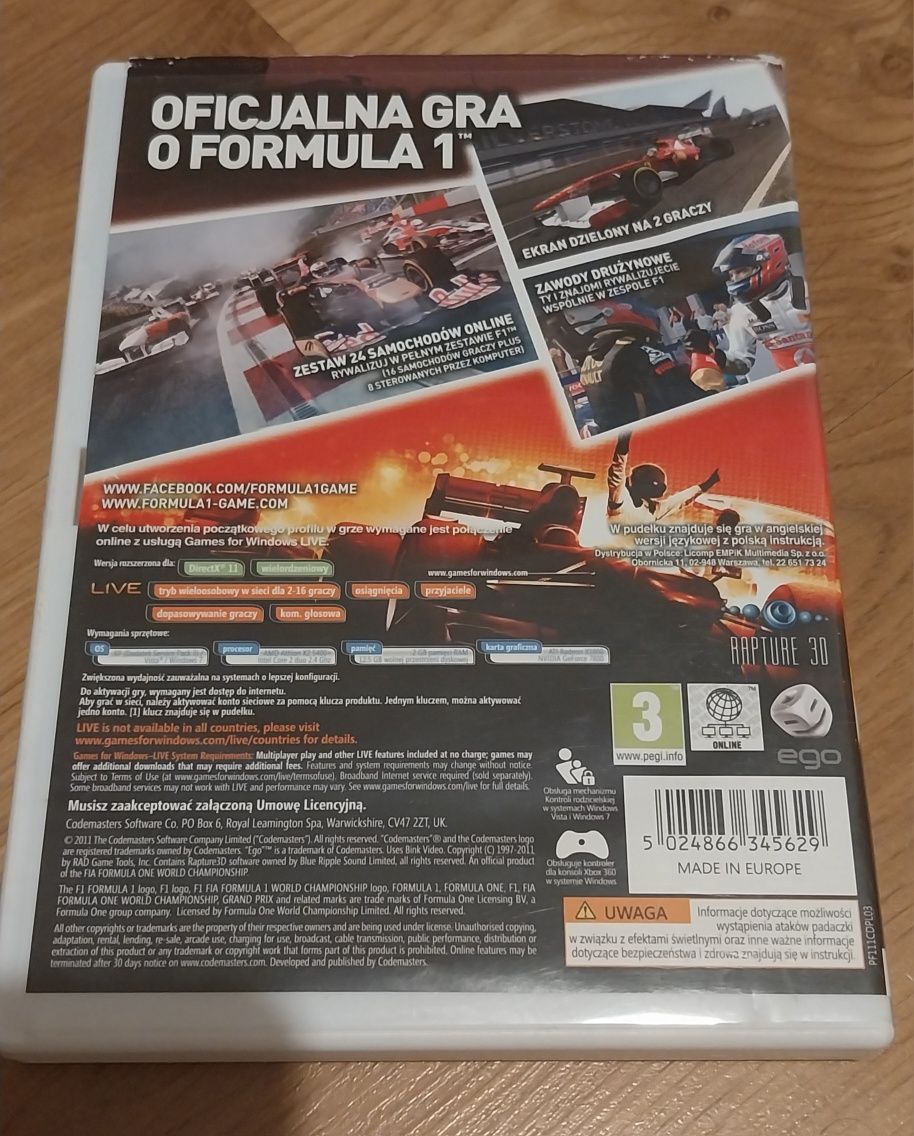 F1 2011 + Małpie Opowieści na PC DVD