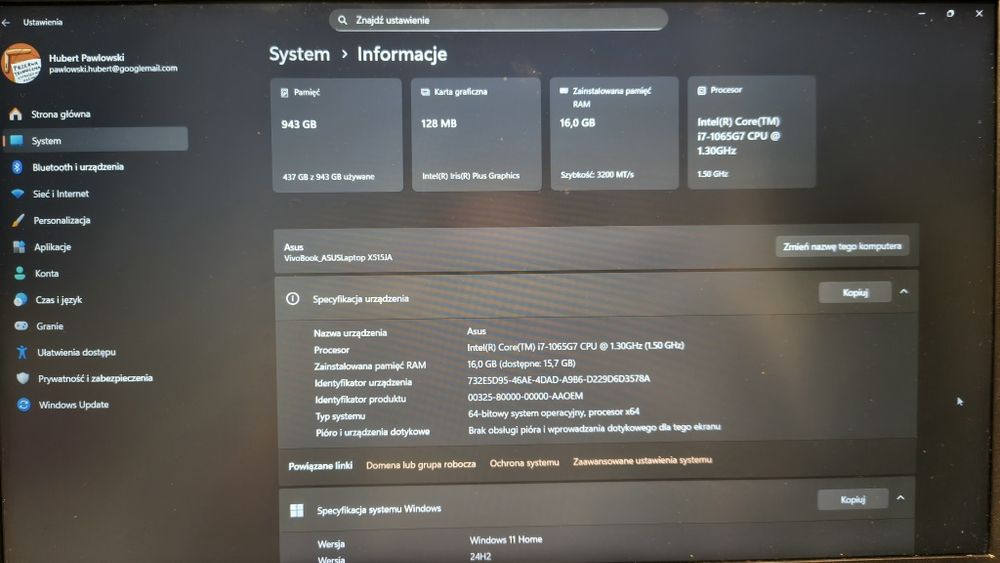 Laptop ASUS X515JA plus dodatki i rok gwarancji
