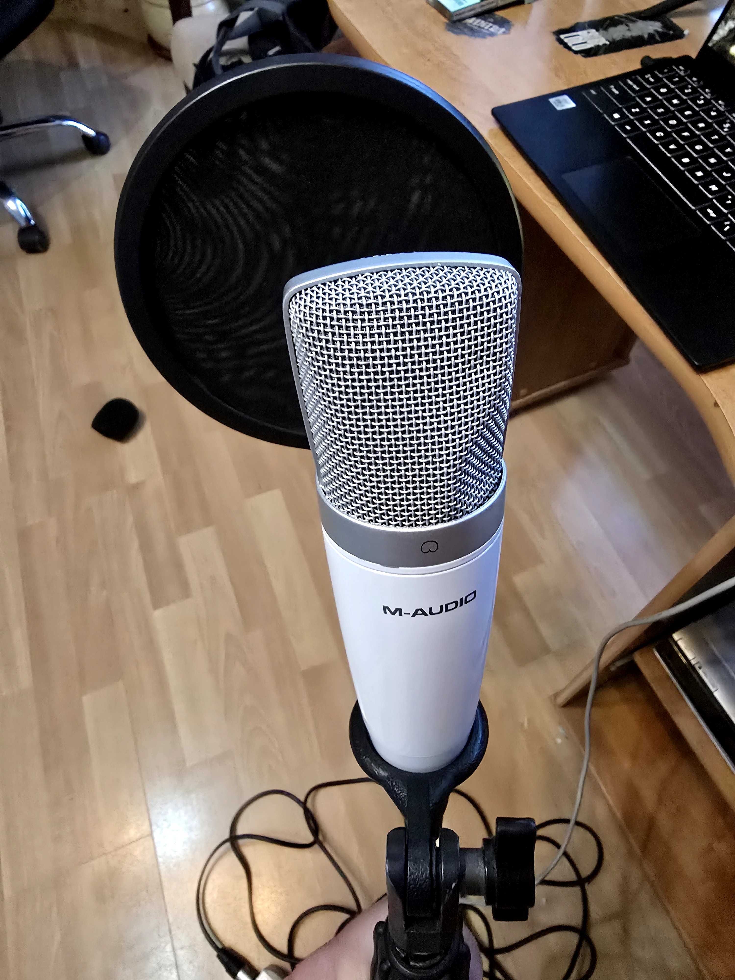 Mikrofon, interfejs, statyw, okablowaniem, M-audio, beyerdynamic
