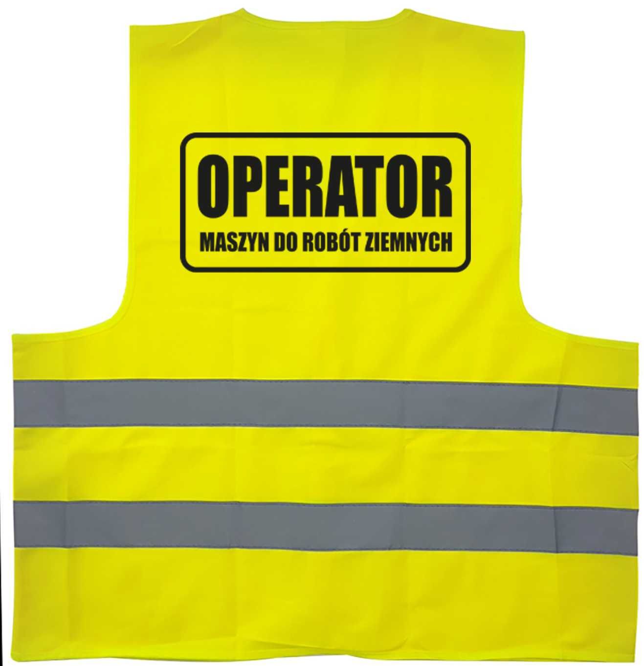 kamizelka odblaskowa z nadrukiem operator maszyn do robót ziemnych