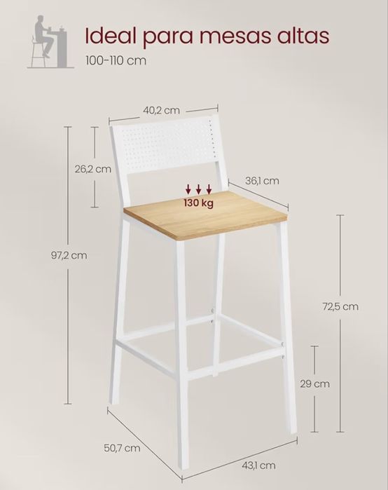 2 cadeiras altas, estilo bar