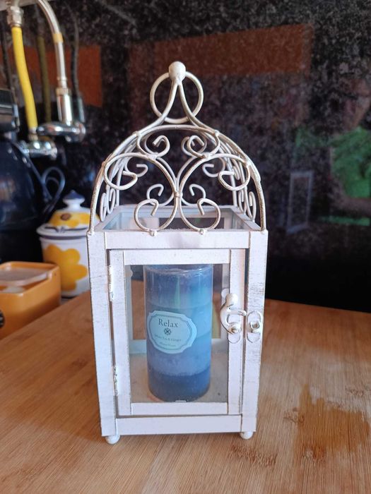 Lanterna para Vela em metal de cor Branca