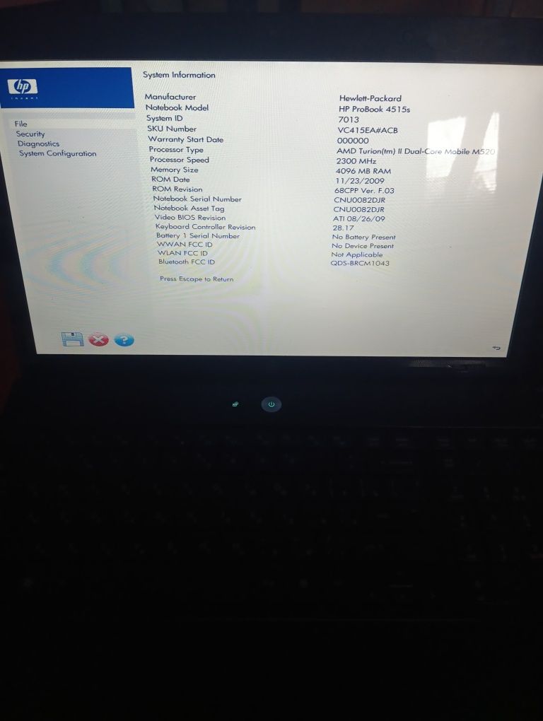 Ноутбук HP ProBook 4515s не запускается Windows