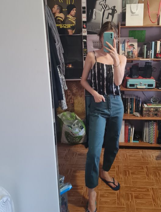 Calças de ganga verdes