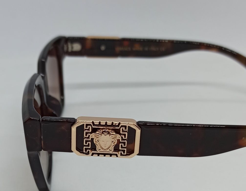 Versace очки женские тигровые коричневый градиент с золотым логотипом