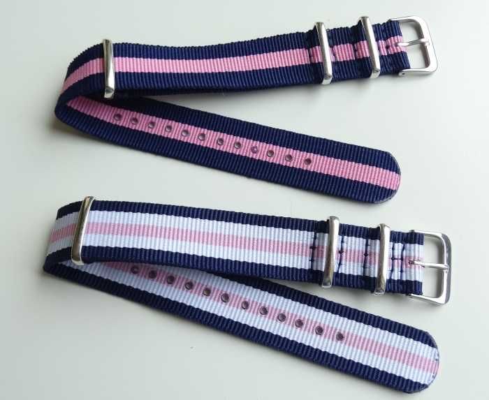 Pasek do zegarka nylonowy NATO 18mm różowy pink