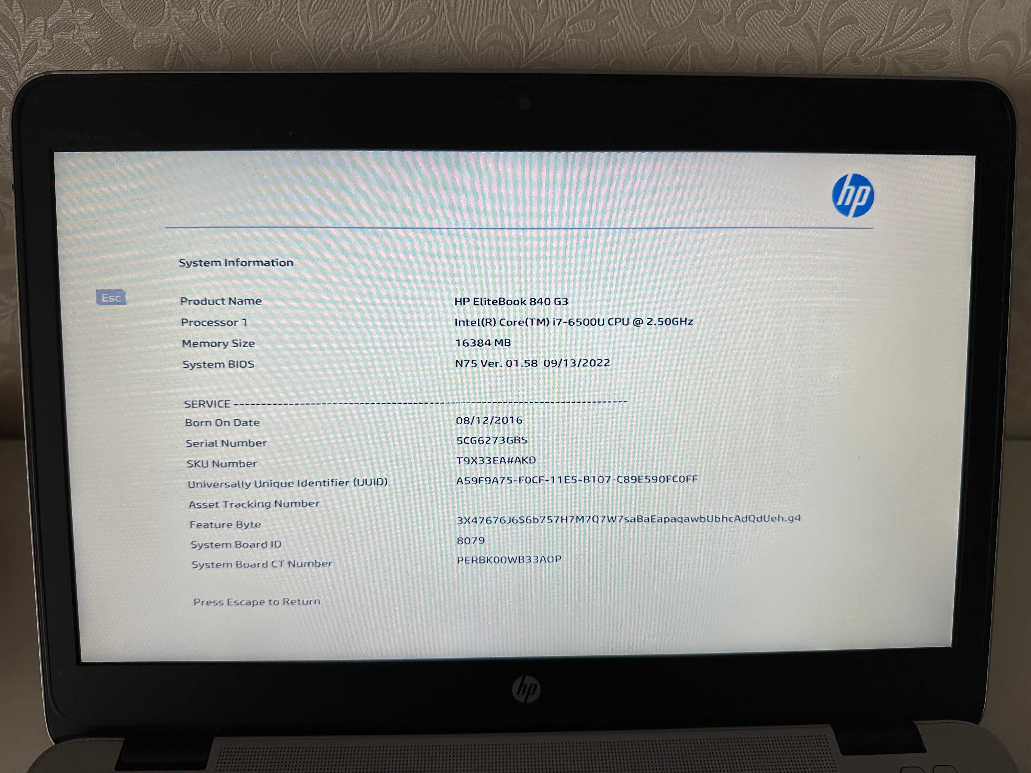 Ноутбук 14'' HP Elitebook 840 G3 I7-6500U RAM 16Gb SSD 480Gb Win 10