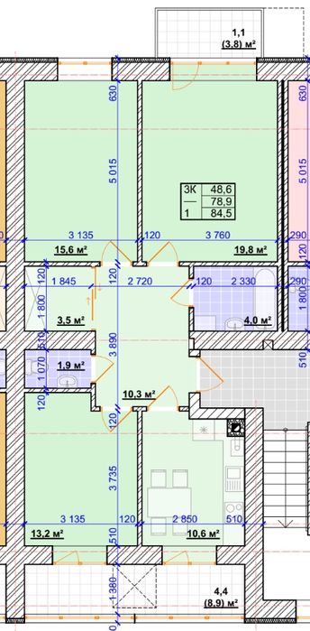 Трьохкімнатна на Міленіум