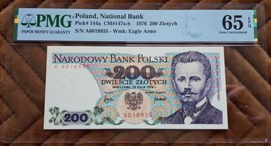 200 złotych 1976 A PMG 65 BARDZO RZADKI !