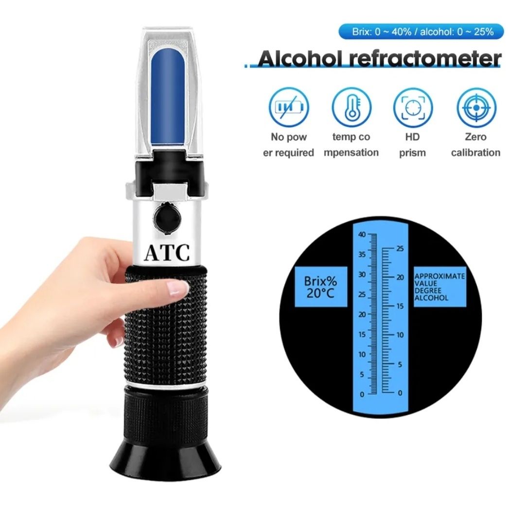 Рефрактометр/сахарометр для вина ATC 0-40% Brix, 0-25% Vol
