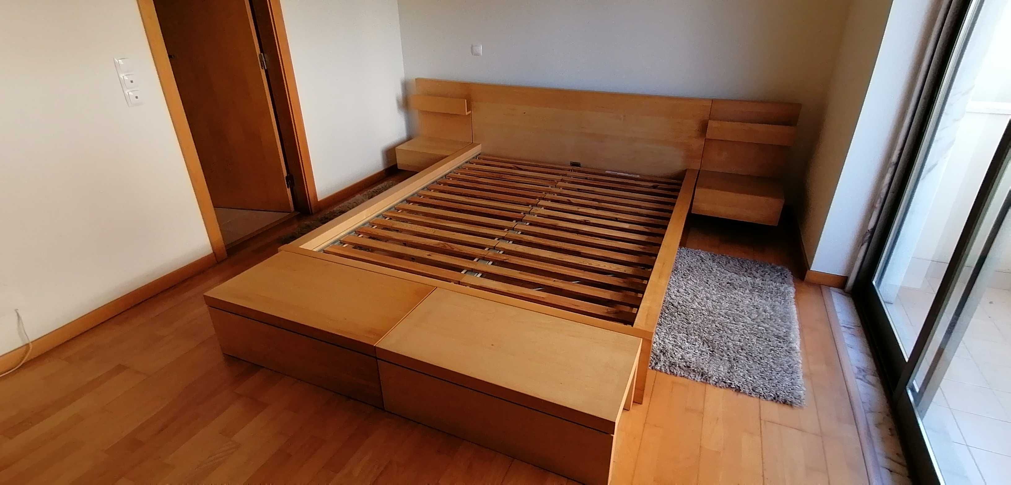 Cama e mesas de cabeceira Ikea Malm bétula