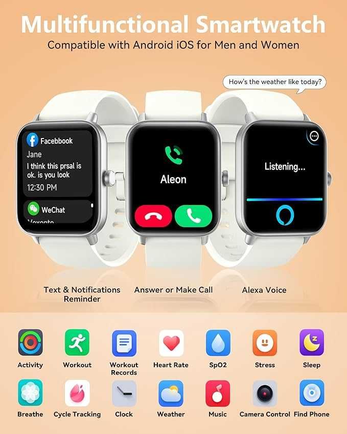 Smartwatch IDW19 Bluetooth Call Fitness kompatybilny z Androidem iOS