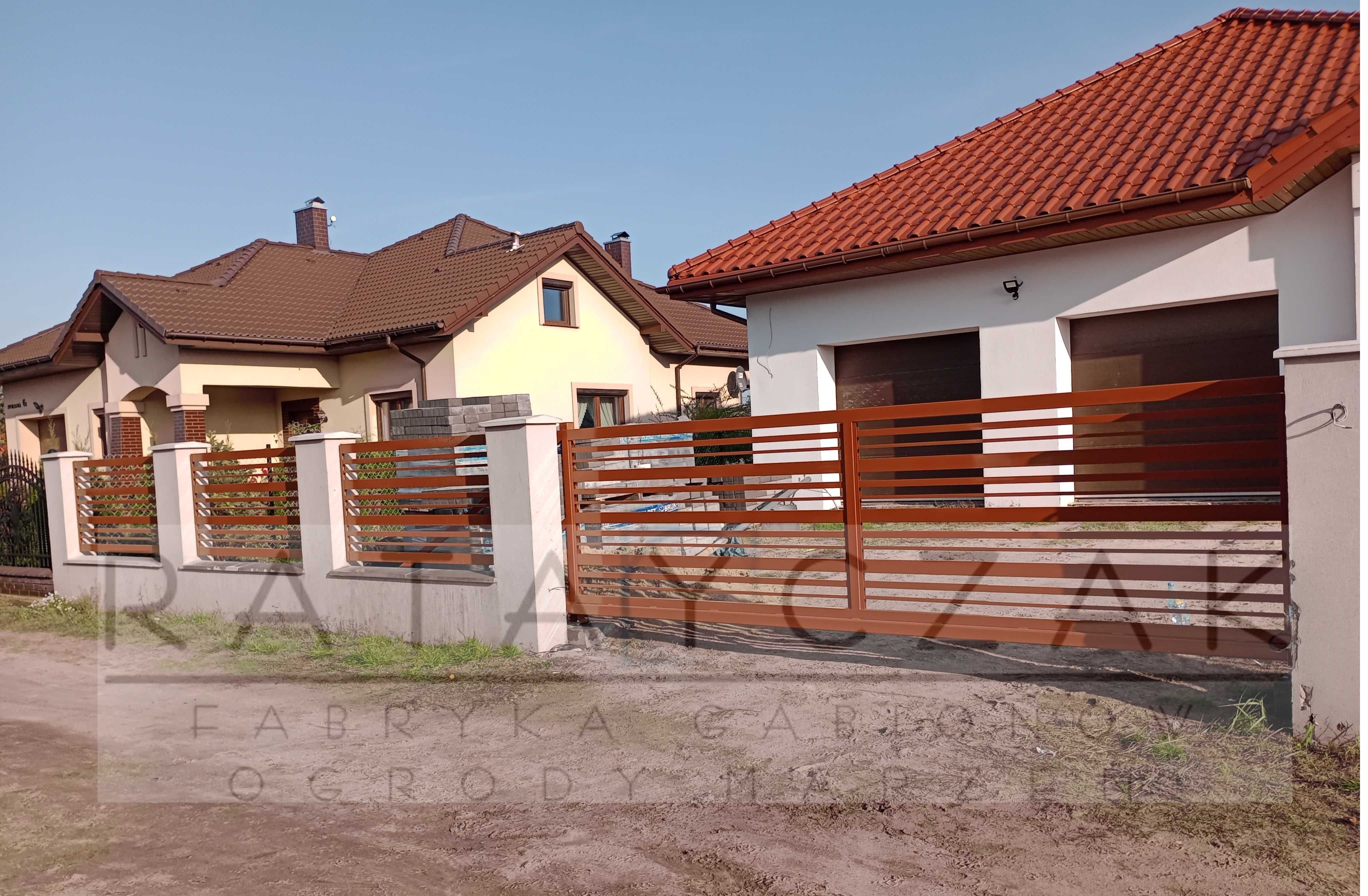 Przęsło palisadowe ogrodzenie nowoczesne profilowe poziome
