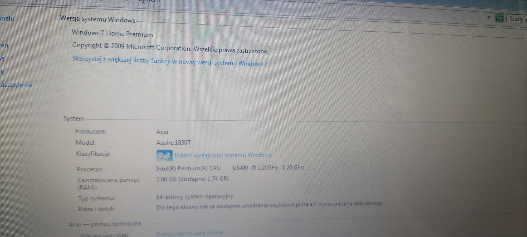 Acer aspire 1830T TimelineX