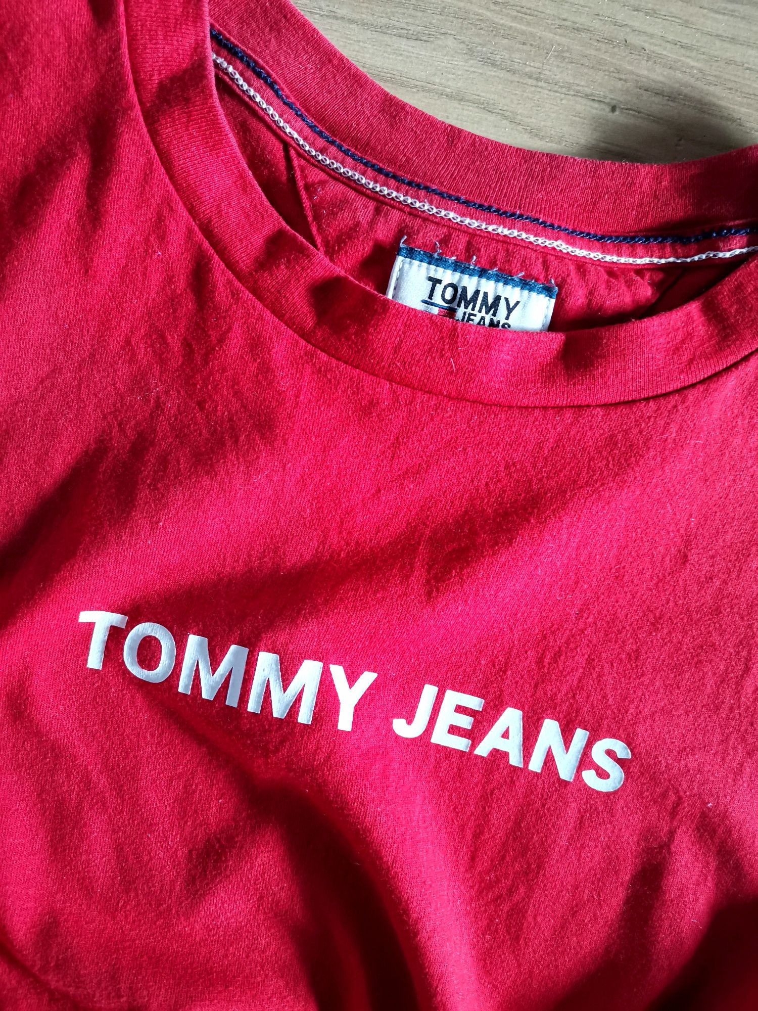 Czerwony tshirt koszulka damska Tommy Jeans krótki rękawek
