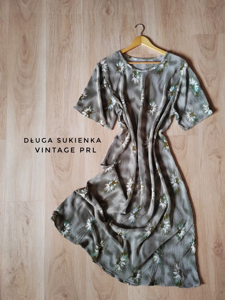 Letnia sukienka prl sukienka maxi vintage plisowana