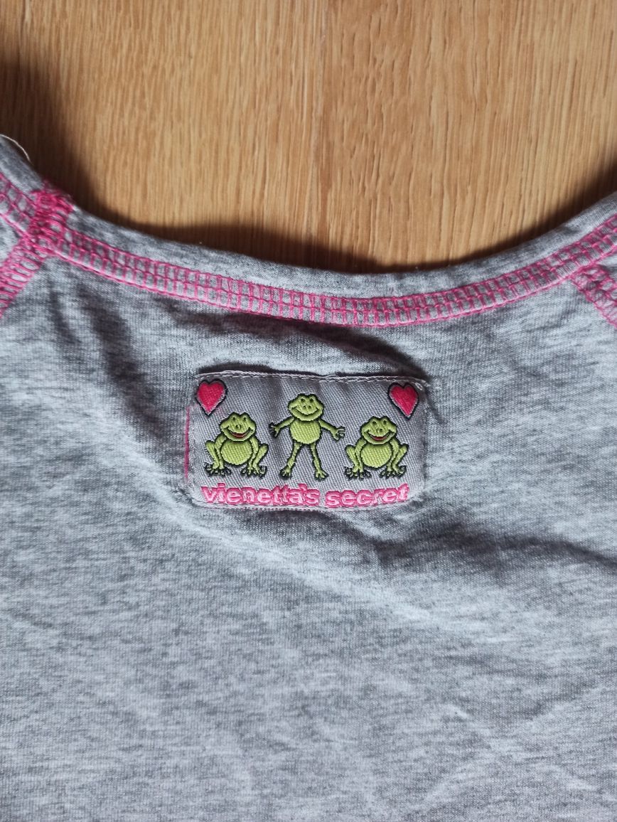 Urocza szara piżamka piżama w żabki - komplet, góra i dół M
