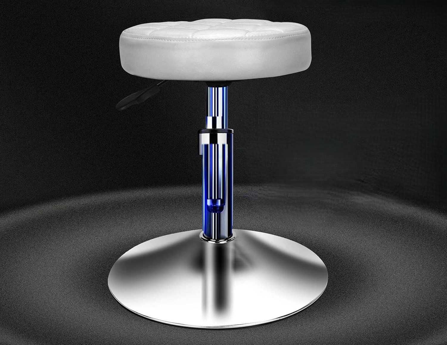 Stołek obrotowy biały PU 40–53 cm regulacja 360° do masażu i baru